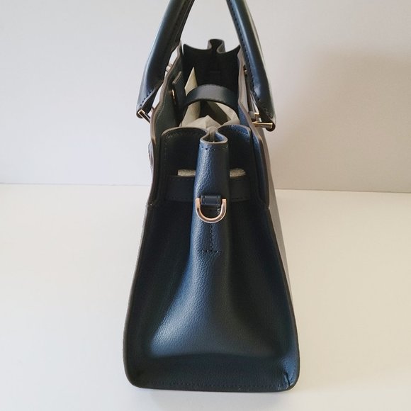 Michael Kors Hamilton Medium Satchel Crossbody Handbag Navy Leather - Picture 3 of 7